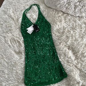 NWT Retrofete green sequin crochet dress XS/S